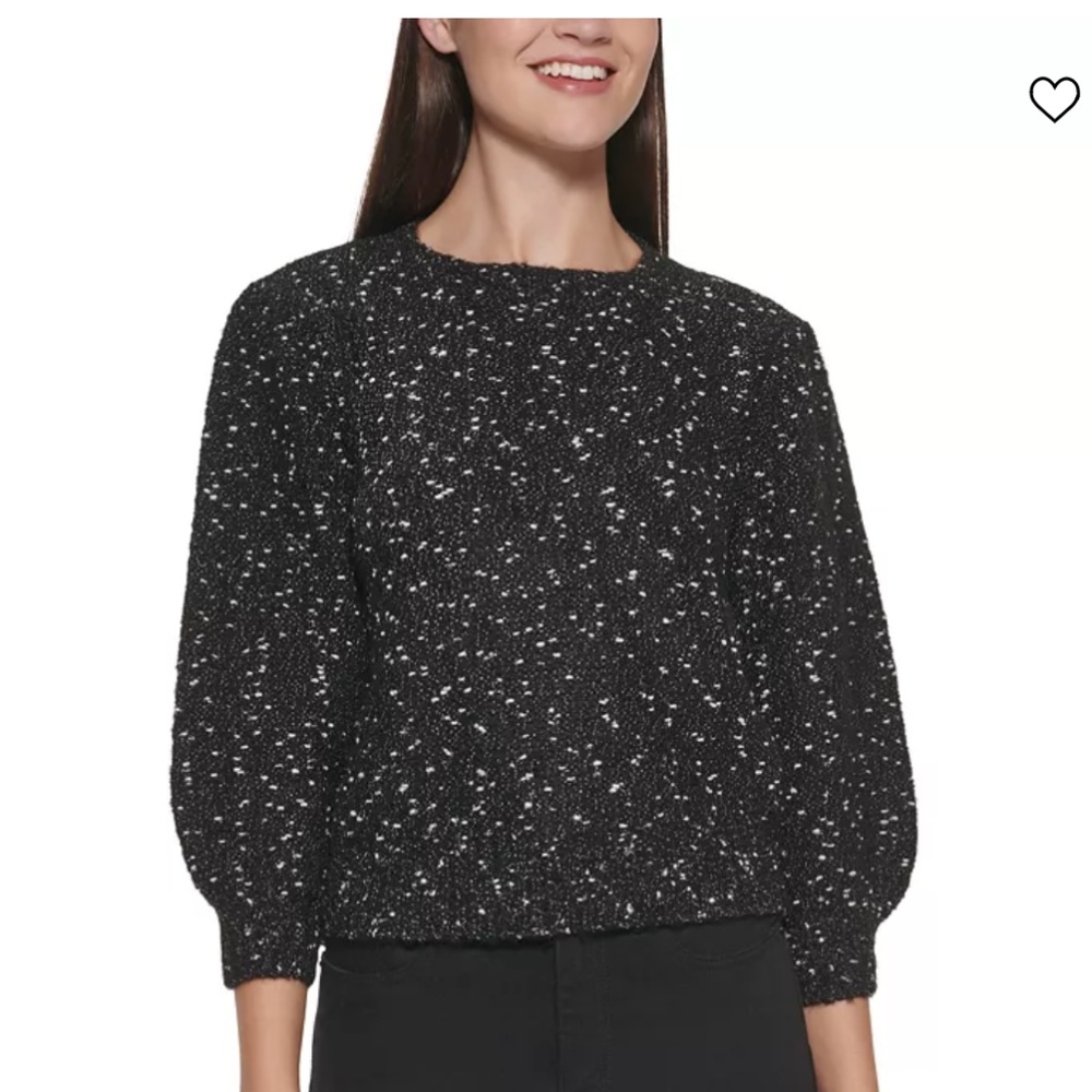 Calvin Klein Jeans Metallic Puff Sleeve Sweater - Size XS